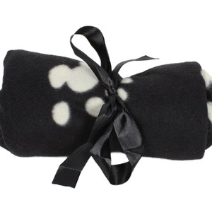 Black Paw Print Pet Bed with Blanket - Black / Yes by Dream Paws