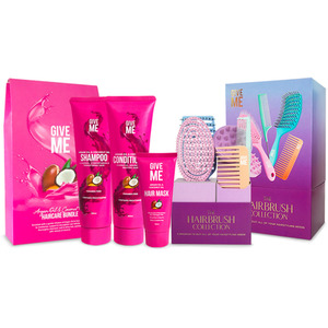 Argan Oil and Coconut Oil Bundle and Hairbrush Collection - Pink by Give Me Cosmetics