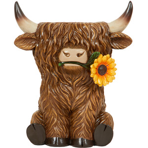 Highland Cow Summer Planter - Brown