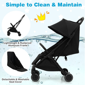 Baby Stroller with Detachable Seat Cover - Black by Costway