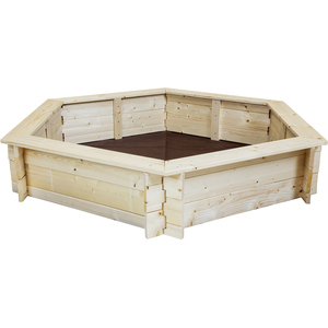 Kids Children Outdoor Hexagonal FSC Wood Sand Pit Box Play - Brown by Charles Bentley