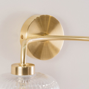 Amaia 2 Way IP44 Bathroom Wall Light with Ribbed Glass Shade - Brushed Gold by ValueLights