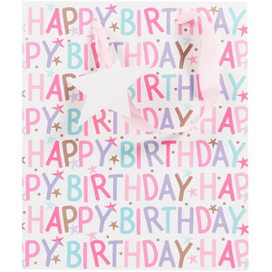 Pack of 4 Pink and Blue Birthday Medium Gift Bags - Pink and Blue