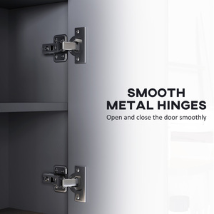 HOMCOM Bathroom Wall Mounted Mirror Cabinet Grey - Grey by HOMCOM