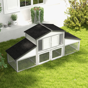 Small Animal Cage with Run, Tray, Ramp D51-093V01LG - Light Grey by PawHut