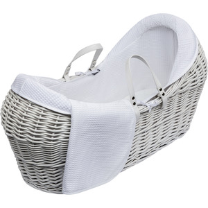 White Waffle White Pod Moses Basket by Kinder Valley