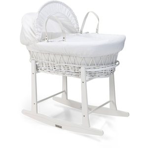 Waffle White Wicker Moses Basket - White by Clair de Lune