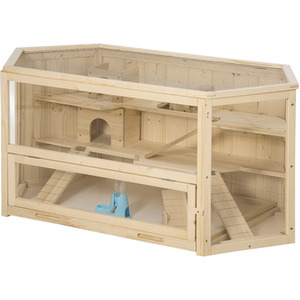 PawHut 3-Tier Wooden Hamster Cage Gerbil Play Center with Water feeder - Wood by PawHut