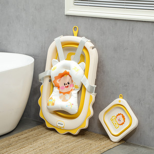AIYAPLAY Foldable Baby Bath Tub Set with Bath Cushion Wash Basin - Yellow by AIYAPLAY