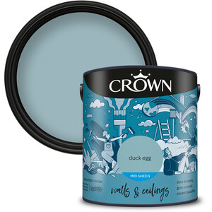 Crown Walls and Ceilings Mid Sheen Emulsion - Duck Egg / 2.5l by Crown Paints
