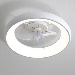 Ceiling Fan Light with Round Acrylic LED Ring - White by Livingandhome