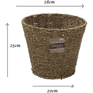 Seagrass Waste Paper Bin - Brown by JVL