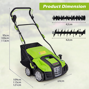 2-In-1 Electric Dethatcher Scarifier Folding Lawn Dethatcher - Green by Costway