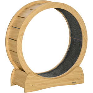 PawHut Cat Treadmill, Wooden Cat Exercise Wheel with Carpeted Runway - Brown / 89cm by PawHut