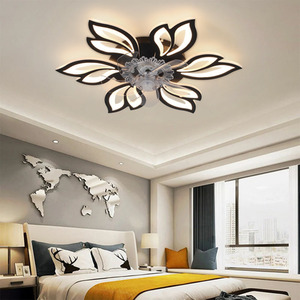 Petal-Shaped Ceiling Fan Light - Black by Livingandhome