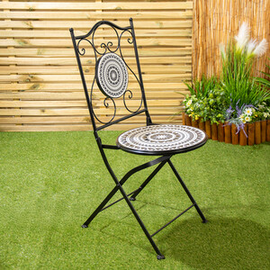 Mabel Mosaic Bistro Set - Black and White by Outdoor Leisure