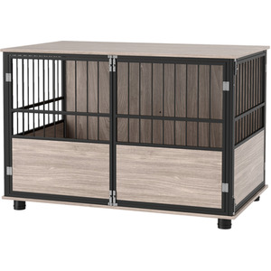 Dog Crate Furniture Dog Cage End Table Indoor with 3 Doors - Brown / 100cm by PawHut