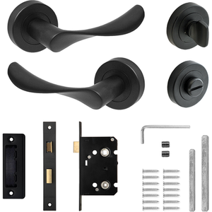 Nimbus Matt Black Bathroom Door Lever Handles - Bathroom Kit - Matt Black by DecorAndDecor