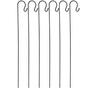 Shepherds Crook Black Metal Garden Border Hooks - Black / 6 by Selections