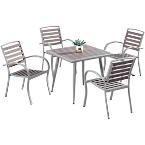 Delamere 80x80cm Patio Table and 4 Chair Set - Brown by Artemis Home