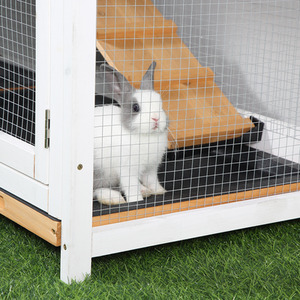 PawHut 2-Tier Pet Hutch Wooden Cage with Run Ramp by PawHut