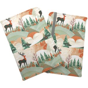 Reindeer On A Snowy Landscape Pattern Passport Cover - Green by Warren Reed - Designer
