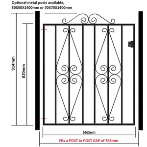 Stirling Low Scroll Metal Garden Gate by Burbage Iron Craft