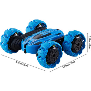 RC Stunt Car Toy with Explosive Wheels - Blue by komore