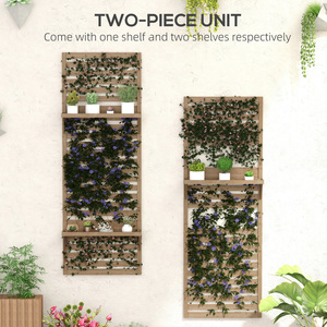 Outsunny Wall Mounted Plant Stands Set of 2 with Slatted Trellis by Outsunny