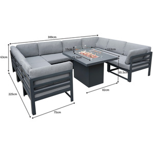 Modular Garden Furniture Set with Fire Pit - Grey by Jardi