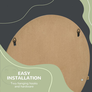 kleankin Round Bathroom Mirror with Shelf Wall Mounted Makeup Mirror by kleankin