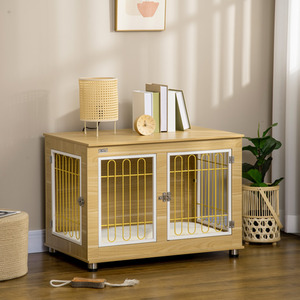 Dog Crate Furniture End Table with Soft Cushion by PawHut