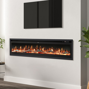 Wall-Mounted, Recessed, and Freestanding Electric Fireplace - Black / 177.8cm by Livingandhome