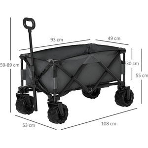 Outsunny Outdoor Pull Cart Folding Cargo Wagon - Grey by Outsunny