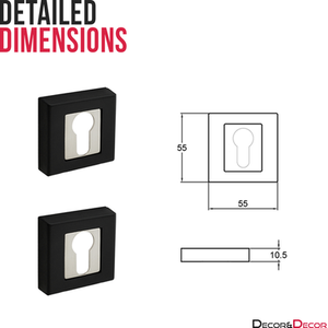 Square Euro Cylinder Keyhole Cover Escutcheon - Duo Finish - Matt Black by DecorAndDecor