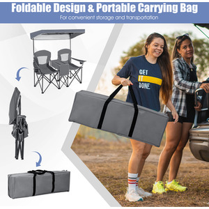 Double Sunshade Folding Chairs by Costway