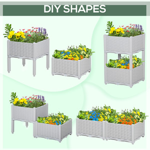 Outsunny Garden Raised Bed Elevated Patio - Grey by Outsunny