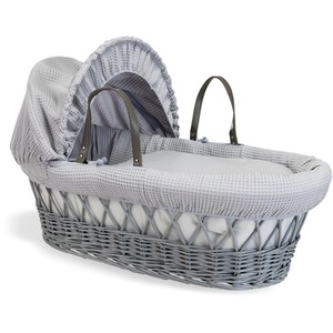 Waffle Grey Wicker Moses Basket - Grey by Clair de Lune