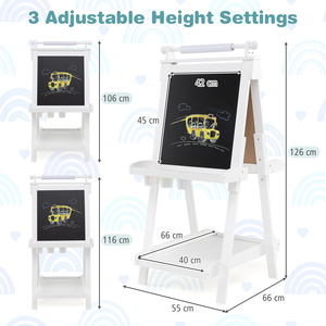 3-in-1 Kids Double-sided Art Easel - White by Costway
