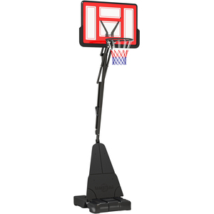 2.45-3.05m Adjustable Basketball Hoop and Stand with Wheels - Red by SPORTNOW