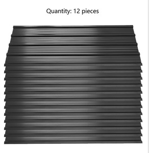 Set of 12 Steel Corrugated Panels - Black by Livingandhome