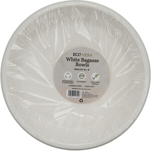 Pack of 10 Bagasse Bowls - White / 20.5cm