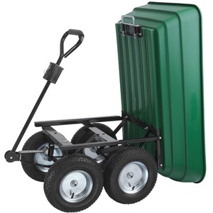 Hand Cart with Pneumatic Tyres (300Kg Load Capacity) - Green by tectake