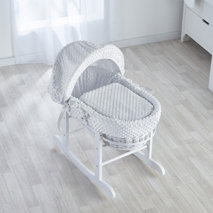 White Dimple White Wicker Moses Basket - White by Kinder Valley
