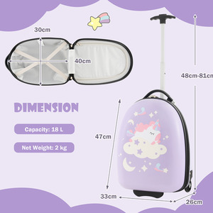 16'' Kids Carry-On Luggage-Purple - Purple by Costway