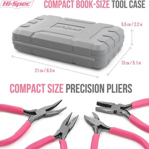 11Piece Pink Womens Small DIY Tool Kit Pliers, Cutters Screwdrivers - Pink by Hi-Spec