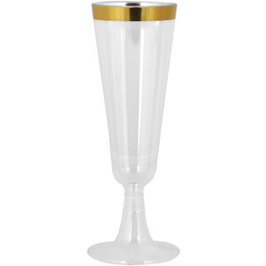 Pack of 8 Gold Rim Champagne Glasses - Gold