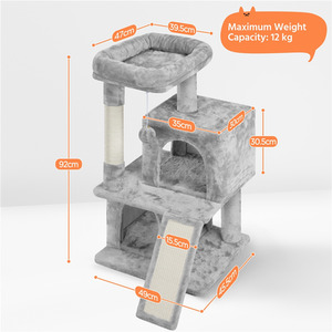 Yaheetech 91cm Cat Tree with Double Condos - Light Grey by Yaheetech