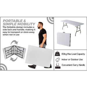 Home Source Folding 6FT Trestle Table - White by Home Source