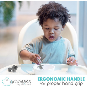 Baby and Toddler Self-Feeding Cutlery - Grey by Grabease